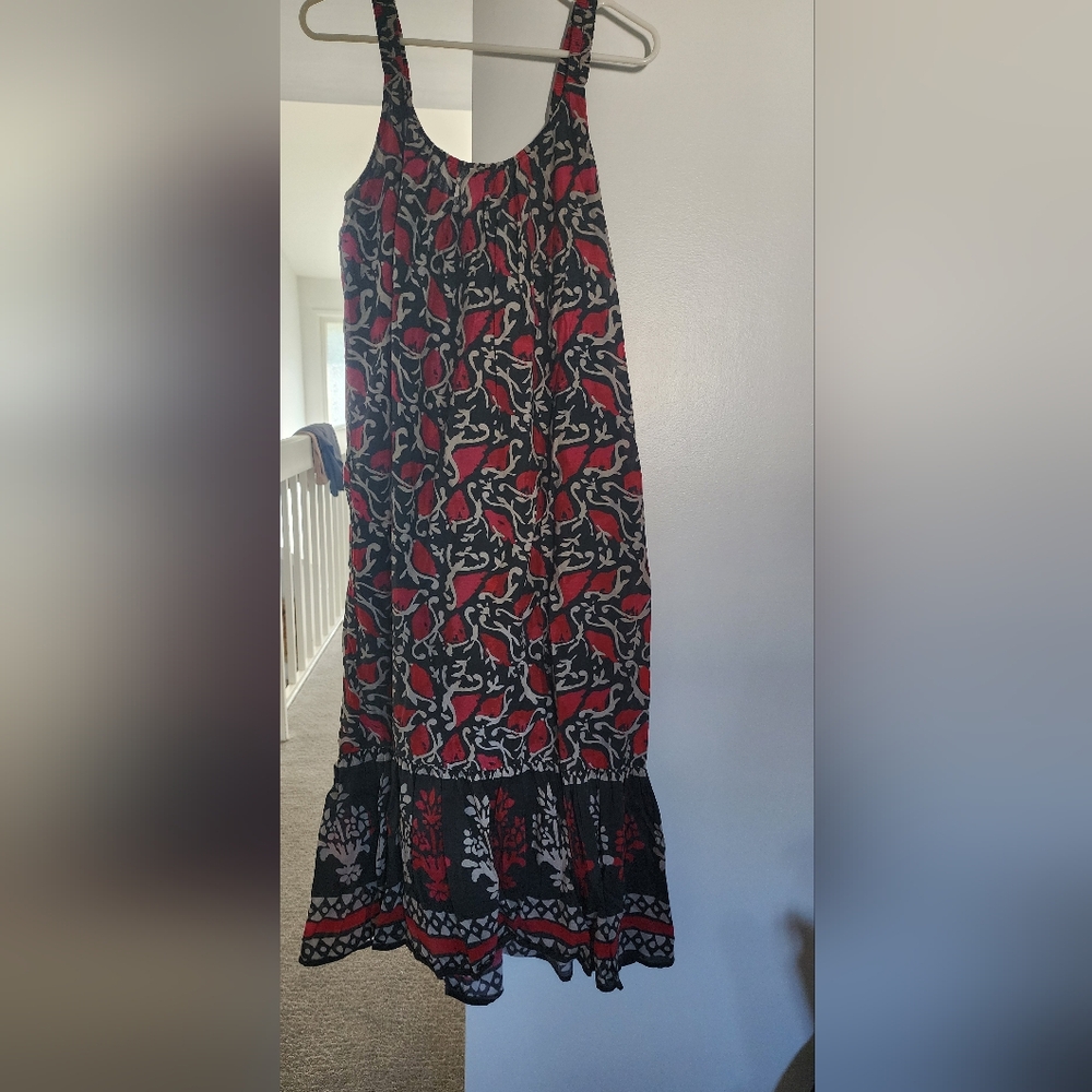Velvet Red and Blue Scoop Neck Sundress